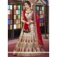Patch Border Silk A Line Lehenga Choli In Off White And Red