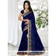 Lovable Navy Blue Embroidered Work Georgette Traditional Saree