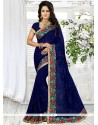 Lovable Navy Blue Embroidered Work Georgette Traditional Saree