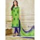 Intriguing Embroidered Work Churidar Suit