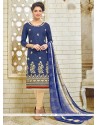 Incredible Embroidered Work Silk Churidar Suit