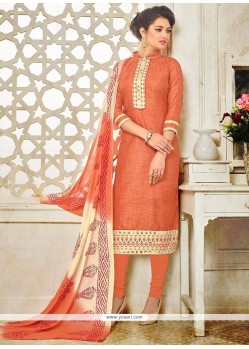 Blooming Silk Embroidered Work Churidar Suit
