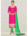 Beckoning Hot Pink Banarasi Silk Churidar Suit