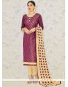 Divine Wine Embroidered Work Banarasi Silk Churidar Suit
