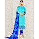 Strange Banarasi Silk Turquoise Embroidered Work Churidar Suit