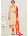 Praiseworthy Banarasi Silk Lace Work Churidar Suit