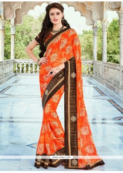 Dignified Patch Border Work Printed Saree
