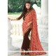 Cute Georgette Brown Embroidered Work Classic Saree