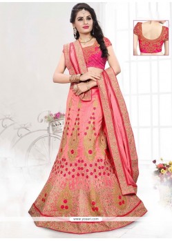 Imperial Pink Embroidered Work A Line Lehenga Choli