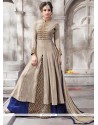 Engrossing Cotton Blue And Grey Floor Length Suit
