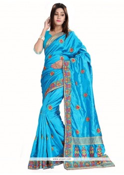 Congenial Art Silk Turquoise Designer Traditional Sarees