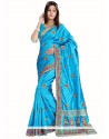 Congenial Art Silk Turquoise Designer Traditional Sarees