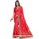 Embroidered Art Silk Classic Saree In Red