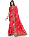 Embroidered Art Silk Classic Saree In Red