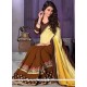 Paramount Patch Border Work Brown Georgette Traditional Saree
