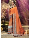 Astonishing Orange Printed Saree