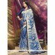 Blissful Print Work Navy Blue And Off White Printed Saree