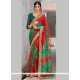 Best Georgette Green And Red Print Work Printed Saree