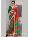 Best Georgette Green And Red Print Work Printed Saree