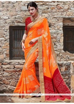 Magnetic Patch Border Work Printed Saree