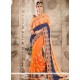 Observable Embroidered Work Orange Traditional Saree