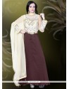 Blissful Net Embroidered Work Brown Readymade Gown