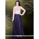 Navy Blue Faux Crepe Readymade Gown