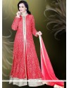 Alluring Net Embroidered Work Readymade Gown