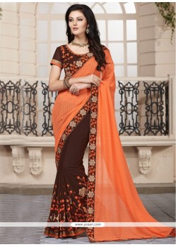 Trendy Brown Georgette Traditional Saree