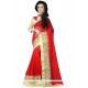 Pleasance Georgette Red Patch Border Work Traditional Saree