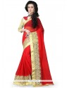 Pleasance Georgette Red Patch Border Work Traditional Saree