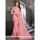 Pink Embroidered Work Georgette Traditional Saree