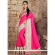 Astonishing Hot Pink Embroidered Work Satin Classic Saree