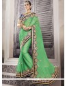 Baronial Faux Chiffon Embroidered Work Classic Designer Saree