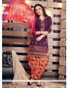 Floral Resham Work Purple Punjabi Suit