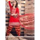 Incredible Cotton Red Resham Work Punjabi Suit