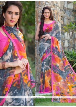 Print Georgette Casual Saree In Multi Colour