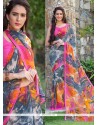 Print Georgette Casual Saree In Multi Colour