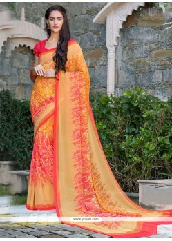 Gleaming Print Work Georgette Casual Saree