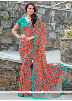 Flawless Multi Colour Print Work Georgette Casual Saree