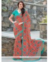 Flawless Multi Colour Print Work Georgette Casual Saree