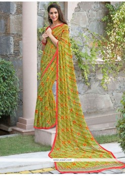 Glossy Georgette Print Work Casual Saree