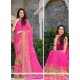 Chic Print Work Hot Pink Casual Saree