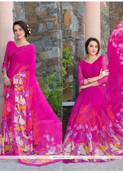 Dainty Hot Pink Casual Saree