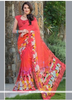 Print Georgette Casual Saree In Multi Colour