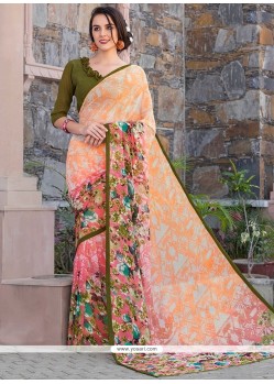 Delightful Print Work Georgette Casual Saree