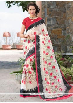 Chic Print Work Casual Saree