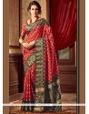 Alluring Red Raw Silk Classic Designer Saree