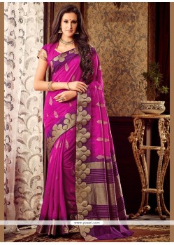 Distinguishable Magenta Silk Classic Designer Saree