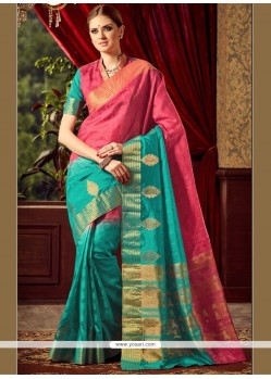 Subtle Pink Weaving Work Classic Designer Saree